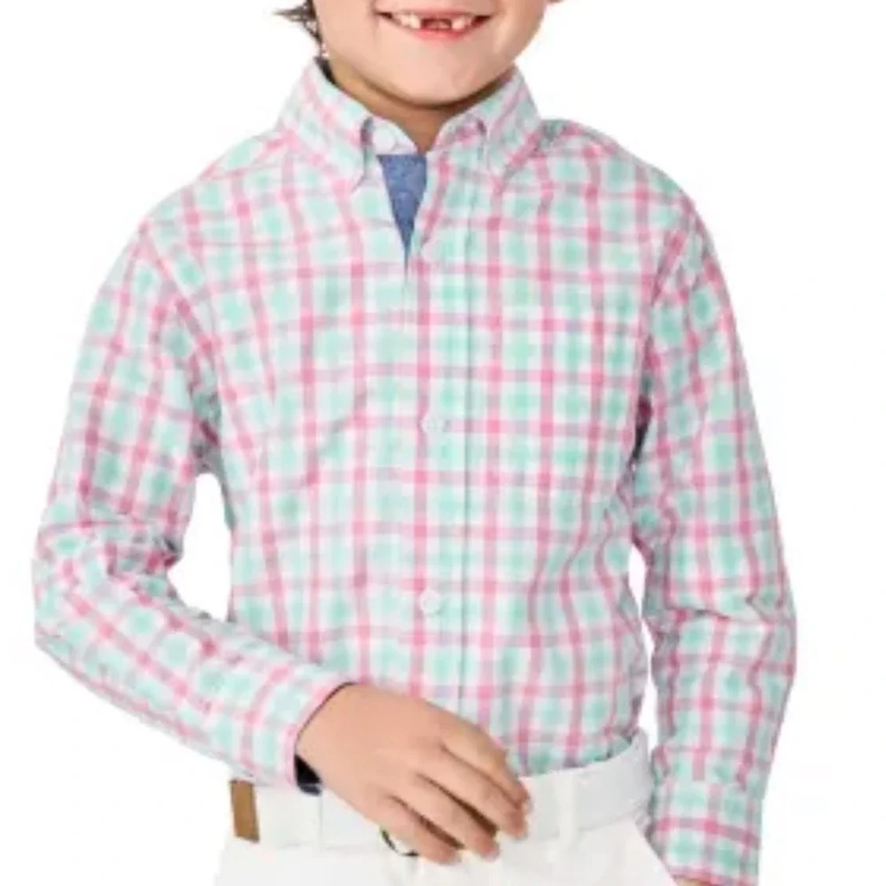 Gymboree Boys Sz 8 Button Down Shirt Plaid Spring Easter Preppy Pastel NWT